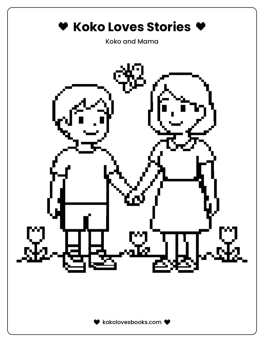 Koko Loves coloring page: Koko and Mama