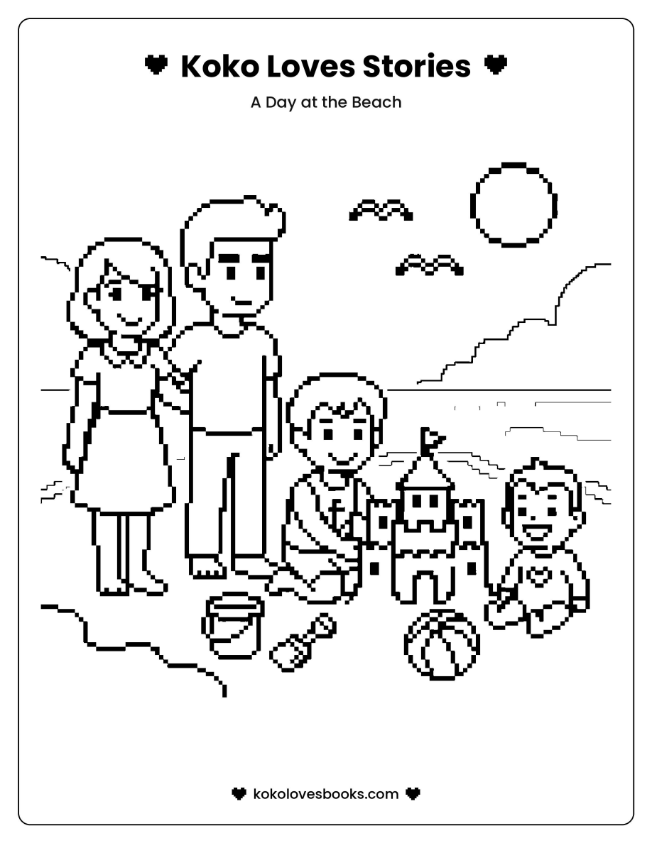 Koko Loves coloring page: A Day at the Beach